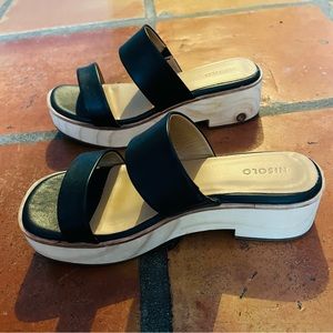 Nisolo black leather clogs